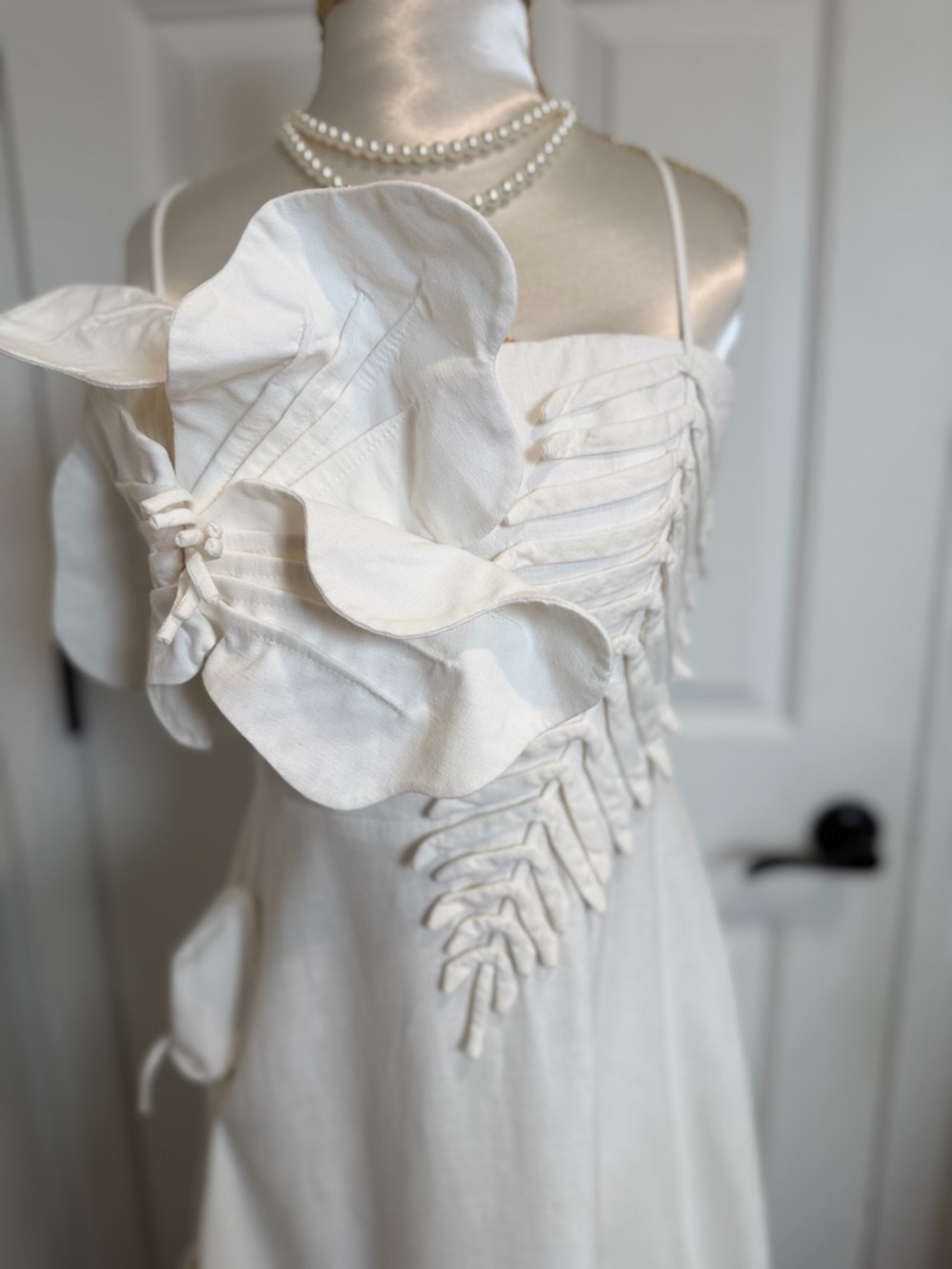 FARM Rio Cream Midi Dress with Floral Appliqué - Picture 8 of 16